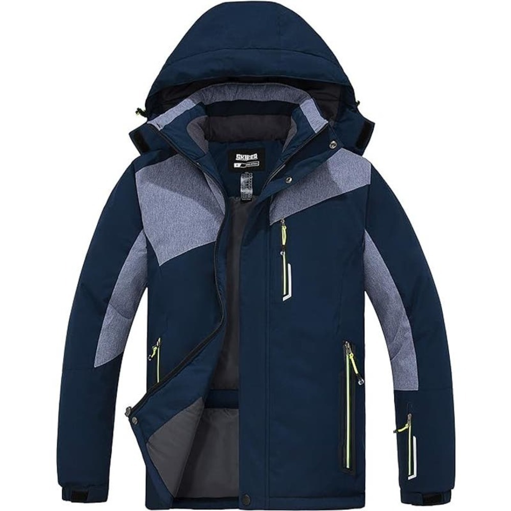 Skieer Men's Waterproof Multi-Use Waterproof Hooded Jacket in Blue, Size L​​​​​